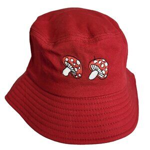 MUSHROOM Bucket Hat Amanita muscaria One Size RED Embroidered Shrooms Festival